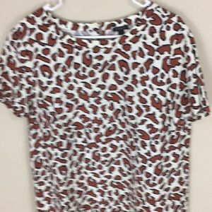 Ann Taylor Factory Animal Print Linen Blend Top Size Large